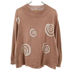 LANCEL ランセル うずまき柄 長袖 ニット M ブラウン セーター レディース 古着