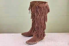 W806 MICHAEL KORS フリンジ スウェード ロングブーツ 茶 レディース 23cmくらい