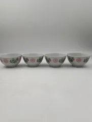 【K-1608】中国製造 Made in China 四季平安 つつじ柄 4客