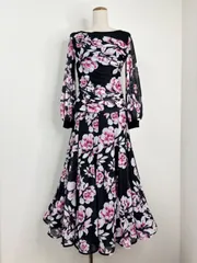 《新品》社交ダンス　ブラック×ピンク系　ボリュームパフスリーブ　ソフトメッシュ　セットアップドレス　衣装