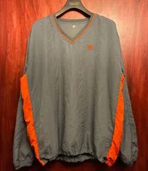 STARTER Vネック プルオーバーナイロンジャケット グレー×オレンジ Lサイズ