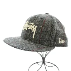 ニューエラ NEW ERA STUSSY HARRIS TWEED 59FIFTY キャップ 野球帽 帽子 チェック柄 ロゴ刺繍 ウール 7 5/8 60.6cm グレー /KU