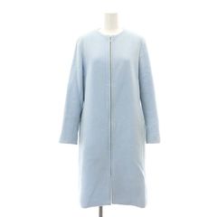 イエナ IENA Wビーバーノーカラーコート アウター ロング 36 水色 ライトブルー /MF ■OS