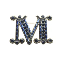 マックスマーラ MAX MARA Mロゴ ビジュー ブローチ ゴールド色 青 ブルーのサムネイル