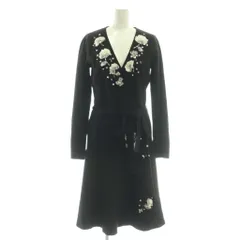 チェスティ Chesty Flower Cache-coeur Knit Onepiece ワンピース 膝丈 ニット 長袖 1 ブラック /HK ■OS