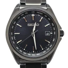 【天白】SEIKO セイコー セイコーセレクション SBTM333 ブラック チタン ソーラー電波 ワールドタイム メンズ 腕時計 男