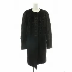 マックスマーラステュディオ Max Mara Studio ミンクファー コート 毛皮 ロング ウール 切替 40 M 黒 ブラック /MW ■GY13