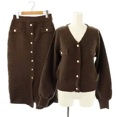 N.Natural Beauty Basic N.ナチュラルビューティーベーシック 23SS ゴールドボタンツイードニットカーデセットアップ スカート ロング M ブラウン /HK ■OS
