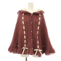 アクシーズファム axes femme POETIQUE ガーリー裏ボアニットケープ ポンチョ フード ケーブル ビジュー装飾 M ピンク TS161X16P /KU