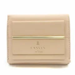 ランバンオンブルー LANVIN en Bleu 二つ折り財布 ウォレット コンパクト レザー ロゴ バイカラー ピンク ゴールド色 /BB ■OF