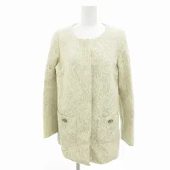 クイーンズコート QUEENS COURT 美品 ノーカラージャケット 4B 総裏地 レース 比翼 2 M ベージュ /OUのサムネイル