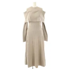 ナチュラルビューティーベーシック NATURAL BEAUTY BASIC オフショルニットワンピース ロング M グレー /DF