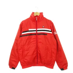 ルコックスポルティフ le coq sportif GOLF COLLECTION 中綿ジャケット ベスト 2way スタンドカラー ジップアップ ライン ロゴ 刺繍 ゴルフ M 赤 レッド QG6386 /AH20 ■GY19