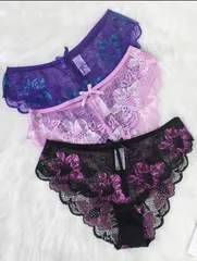 3枚セット★ 高品質★レース　フルバックショーツ　シースルー