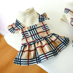 即納 春物 新作 チェックワンピース ハイネック チェック柄 犬服 ペット服 ドッグウェア ペットウェア 犬 小型犬 中型犬 春服 おしゃれ かわいい