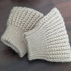 ハンドメイド かぎ針編み つけ袖 ニット アームカバー リストバンド アームバンド ピンクベージュ