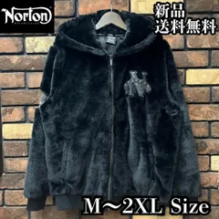 【Norton/ノートン】ストレートボアフルジップパーカー 刺繍 PU ロゴ ファージップブルゾン バイク バイカー ツーリング アメカジ カジュアル シンプル ユニセックス 253N1309 ブラック 新品 未使用 送料無料