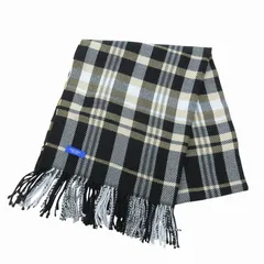 ブルーレーベルクレストブリッジ BLUE LABEL CRESTBRIDGE チェック マフラー ストール フリンジ 黒 ブラック IBO69 0418