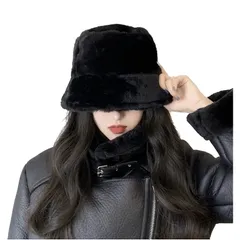 【新品】 [$ole only] バケットハット フェイクファー もこもこ 帽子 レオパード ヒョウ柄 ダルメシアン ブラック ベージュ ゼブラ アニマル柄 レディース モコモコ 可愛い おしゃれ 調整ヒモ付き 秋 冬 暖かい あったか バケハ (ブラック 1