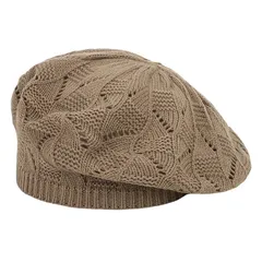 【新品】 [JoyFusion] レディース ベレー帽 春夏 秋冬 透かし編み 夏用 通気性 おしゃれ シンプル コットン ニット 大きいサイズ 白 黒 赤 カーキ色 0