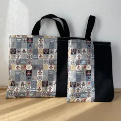 ロボット　男の子　入園入学2点セット　レッスンバッグ　上履き入れ　ハンドメイド　キルティング