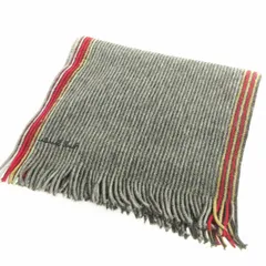 ポールスミス PAUL SMITH マフラー ストール フリンジ ストライプ ウール グレー 小物 ■GY14