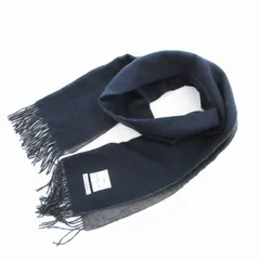 フェアファックス FAIRFAX カシミヤ100% マフラー フリンジ バイカラー 紺 グレー /JS