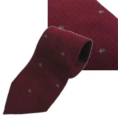 バーバリー ロンドン BURBERRY LONDON ネクタイ ロゴパターン刺繍 イタリア製 シルク100％ 織り柄 レッド系 赤系