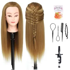 YK-27 100%合成髪 美容室サロン ヘアアクセサリーセット ウィッグマネキンヘッド 編み込み練習用 練習用 Sha Ba
