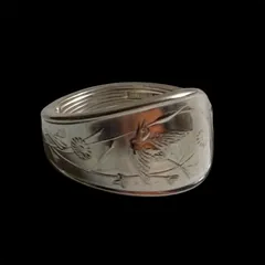 Old Tiffany スプーン リング 鳥と花々 純銀 925 アンティーク TIFFANY スプーンリング - Morimon'S | minne
