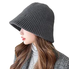 【新品】 [SIVAN] 帽子 レディース バケットハット 冬 【断熱軽量素材・ 圧倒的な小顔効果・軽くて暖かいケーブル編みニット帽】 防寒 暖かい 吸汗排湿 深めタイプ 無地 折りたたみ 締め付け感ゼロ 通気 サイズ調節 可愛い 帽子 ハット ニット帽子 1