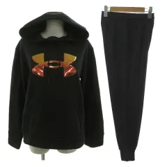 アンダーアーマー UNDER ARMOUR セットアップ フリース プルオーバー フーディー 1373056 フリース ジョガーパンツ 1373054 ウエストゴム 裾ゴム ロゴ 裏起毛 ストレッチ ブラック 黒 M SM