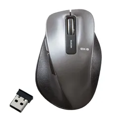 【特価商品】BlueLED 5ボタン(戻る・進むボタン搭載) 握りの極み Mサイズ ガンメタリック ワイヤレス マウス M-XGM10DBBK/EC エレコム