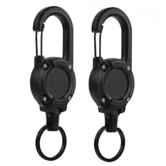 金属ワイヤー 丈夫 リールストラップ 最長伸縮60cm カラビナ付 伸縮自在 キーバックリールキーホルダー 紛失防止 [YFFSFDC] 釣り登山最適