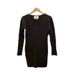 カシミコ casimico ニット チュニック Vネック 長袖 カシミヤ100% LL 茶 ダークブラウン