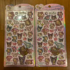 【2点セット】うるちゅるポップシール　日焼けキティ　サンリオ　アベイル
