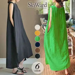 ワンピース リネンワンピース ノースリーブ ワンピース 透けない リネン亜麻混 リネン ワンピース ノースリーブ きれいめ 体型カバー カジュアル ロングワンピース ノースリーブ マキシ