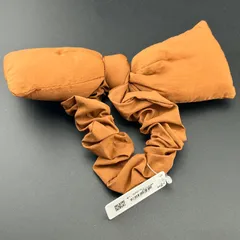 【新品】定価1320円 ヘアアクセサリー ヘアゴム シュシュ ブラウン リボン 大きめ◆