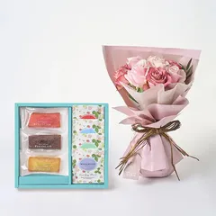 ホシファーム フリルブーケ ニュアンスピンク ８本＆フィナンシェ ティー７個入