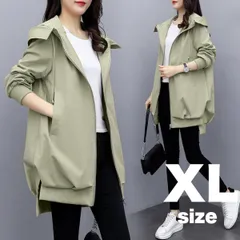 マウンテンパーカー　カーキ　XL　アウター　コート　カジュアル　フード　ロング