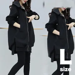 マウンテンパーカー　ブラック　L　アウター　コート　カジュアル　フード　ロング