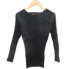 フリークスストア FREAKS STORE リブニット カットソー 七分袖 スクエアネック F ブラック 黒 /YM27