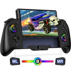 スイッチ コントローラー 8色RGBライト マクロ機能 携帯モード専用コントローラー for Nintendo Switch グリップ コントローラープログラム編集 ジャイロセンサー 振動 連射 無線 1000mAh大容量 Switch/OLEDに対応 1