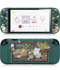 ★GeekShare Switch 2 Switchカバー switch2対応 スイッチ2025 スイッチカバー PC製 joy con 保護カバー 分体式 全面保護 薄型 傷防止 汚れ防止 対応耐衝撃 取り外し簡単 可愛い (森の花屋（ブルー）)