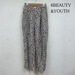 6BEAUTY&YOUTH ロク パンツ ワークパンツ、ペインターパンツ LEOPARD PRINT PANTS レオパード ヒョウ柄 テーパード パンツ サイドファスナー リネン 麻 8614-202-0172
