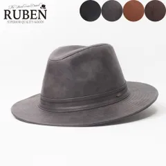 RUBEN ロングブリム エコレザー 中折れハット