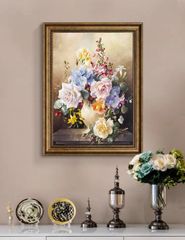 額縁付き 特大！M30号 複製画 絵画 油絵 花 花瓶 花束 D-136 - メルカリ