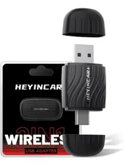 ★【両端ヘッドのデザイン ワイヤレスアダプター最新登場】HEYINCAR+ ワイヤレスCarPlay/Android Auto アダプター CarPlay＆AndroidAutoをワイヤレス化