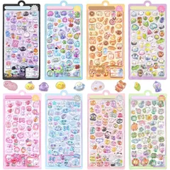 mefeny ぷくぷくシール ぷくぷく ぷっくりシール 立体 かわいい 約400点 8枚セット ごほうび キラキラ 韓国 子供 大容量 スマホケース 手帳 diy 贈り物 1