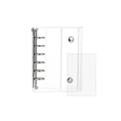 Hueapion シール帳 透明 女の子 はがせる A7サイズ ミニ6穴 シール バインダー シール手帳 クリアバインダー 6穴 シール収納 推し活グッズ （透明） 1